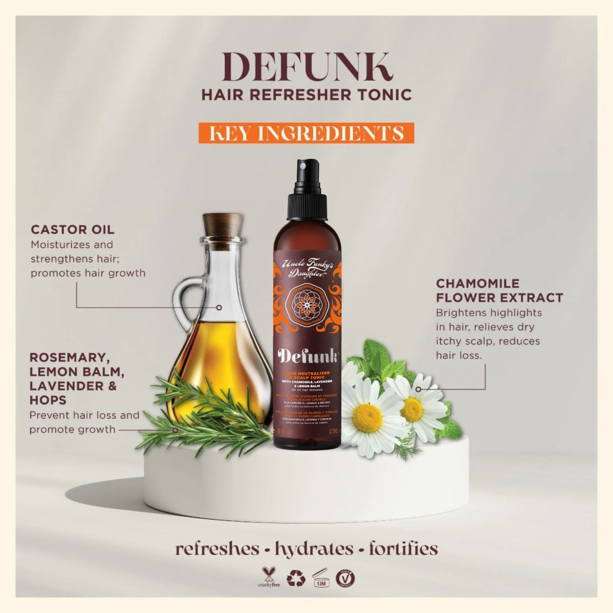 Uncle Funky's Daughter Defunk Neutralisant d'odeurs et tonique pour cuir chevelu 8oz