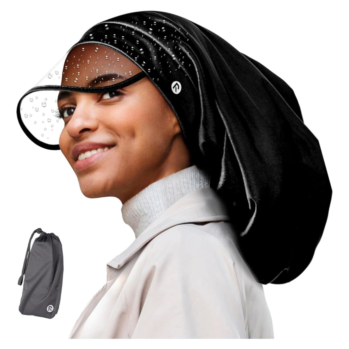 Bonnet de pluie imperméable doublé de satin [Tresse] [Noir] #HQ503