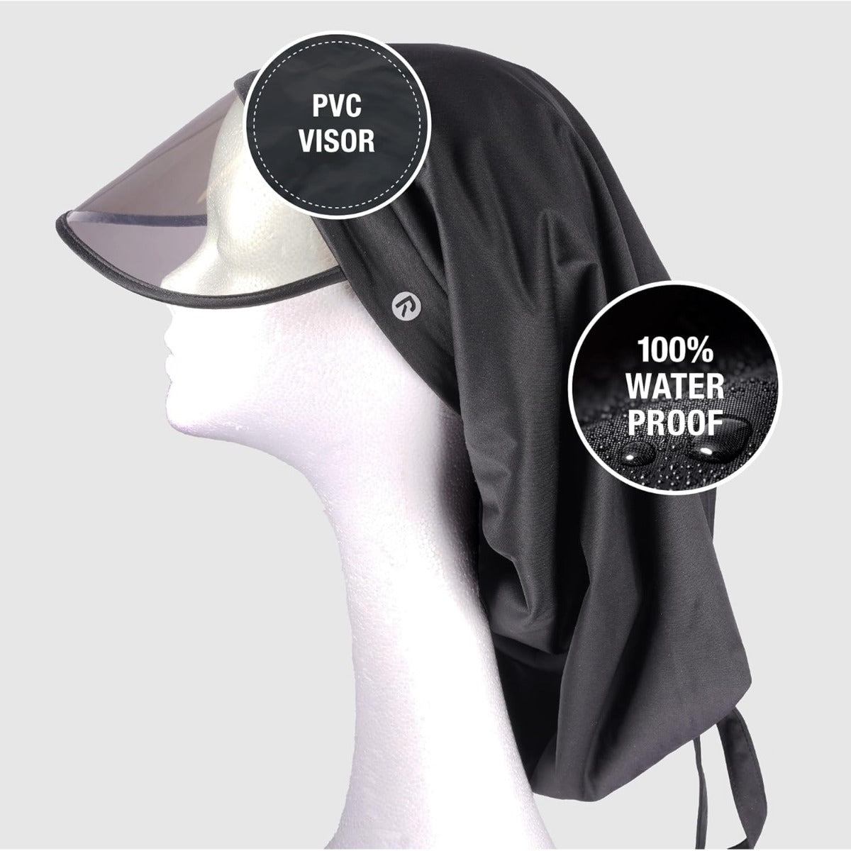 Bonnet de pluie imperméable doublé de satin [Tresse] [Noir] #HQ503