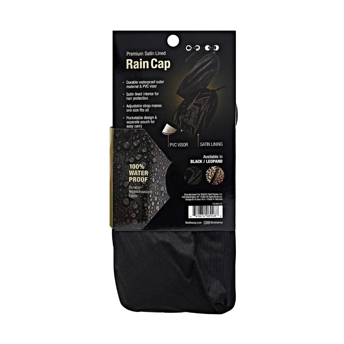 Bonnet de pluie imperméable doublé de satin [Tresse] [Noir] #HQ503