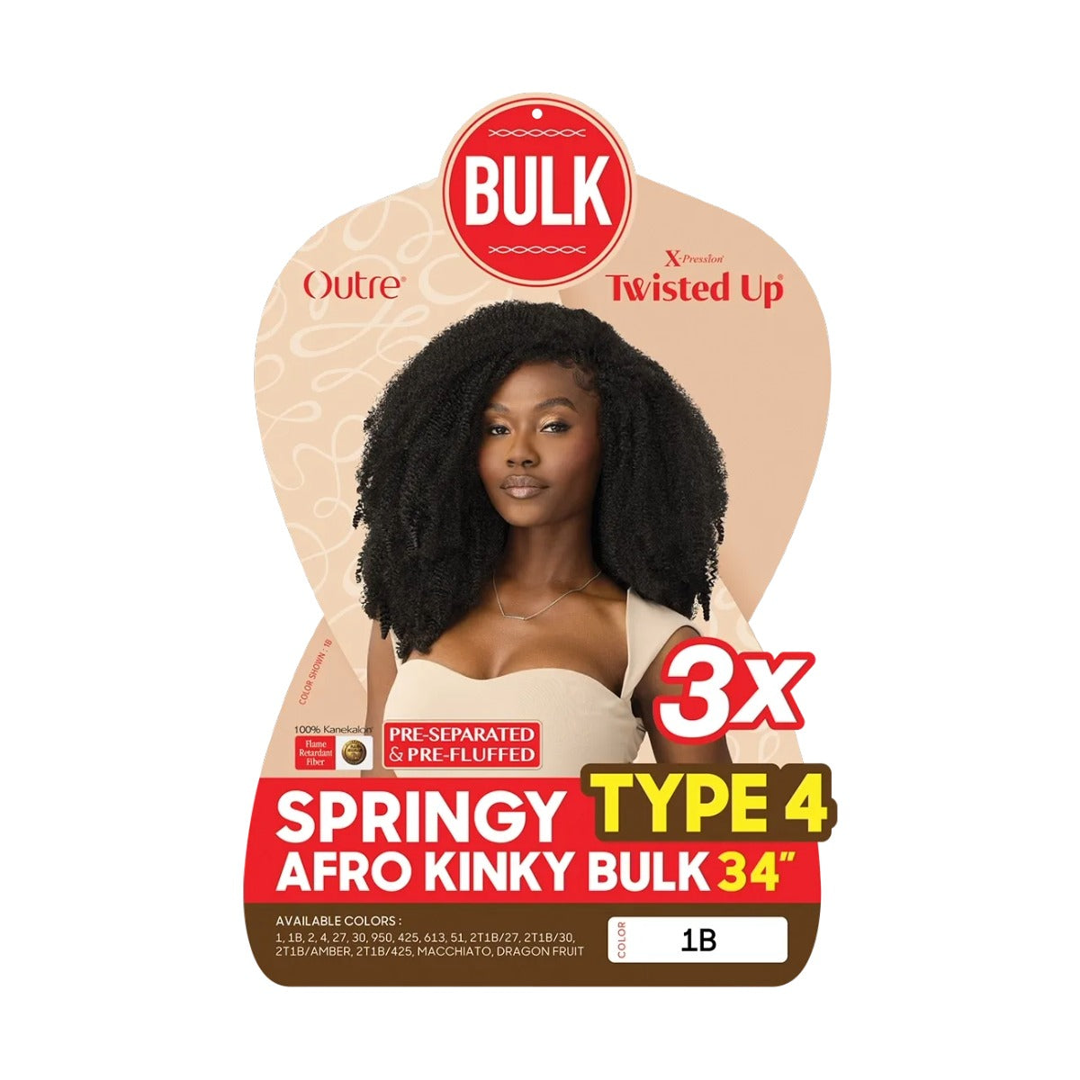 X-Pression Twist Up Springy Type 4 Kinky Bulk 3X 34"