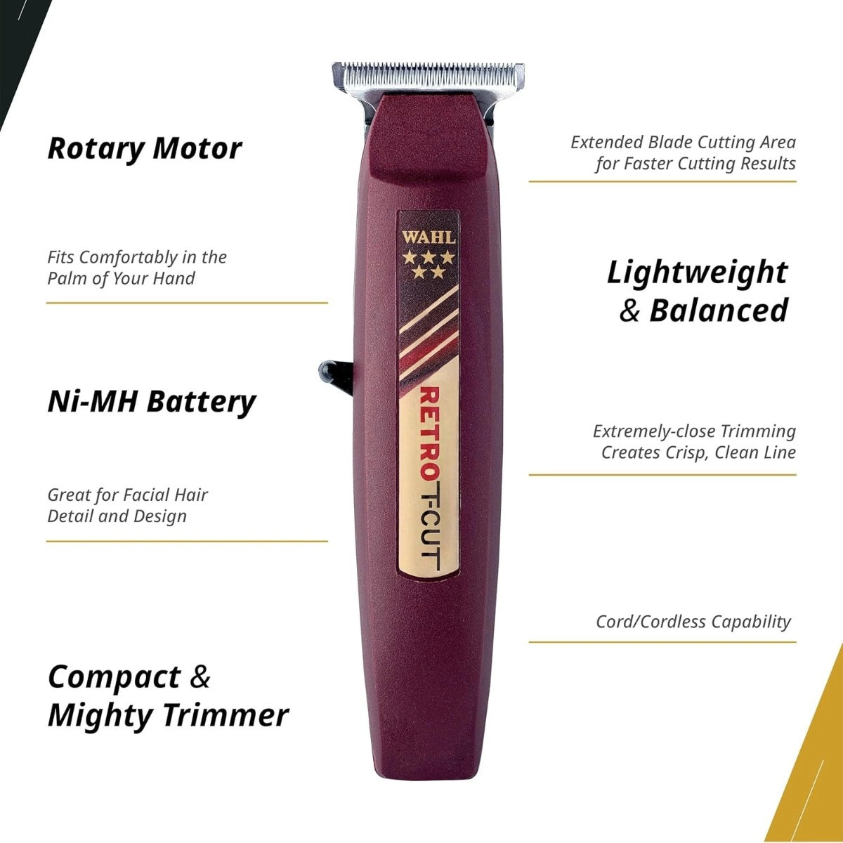 Wahl 5 Star Tondeuse T-Réglable Rétro Sans Fil #8412