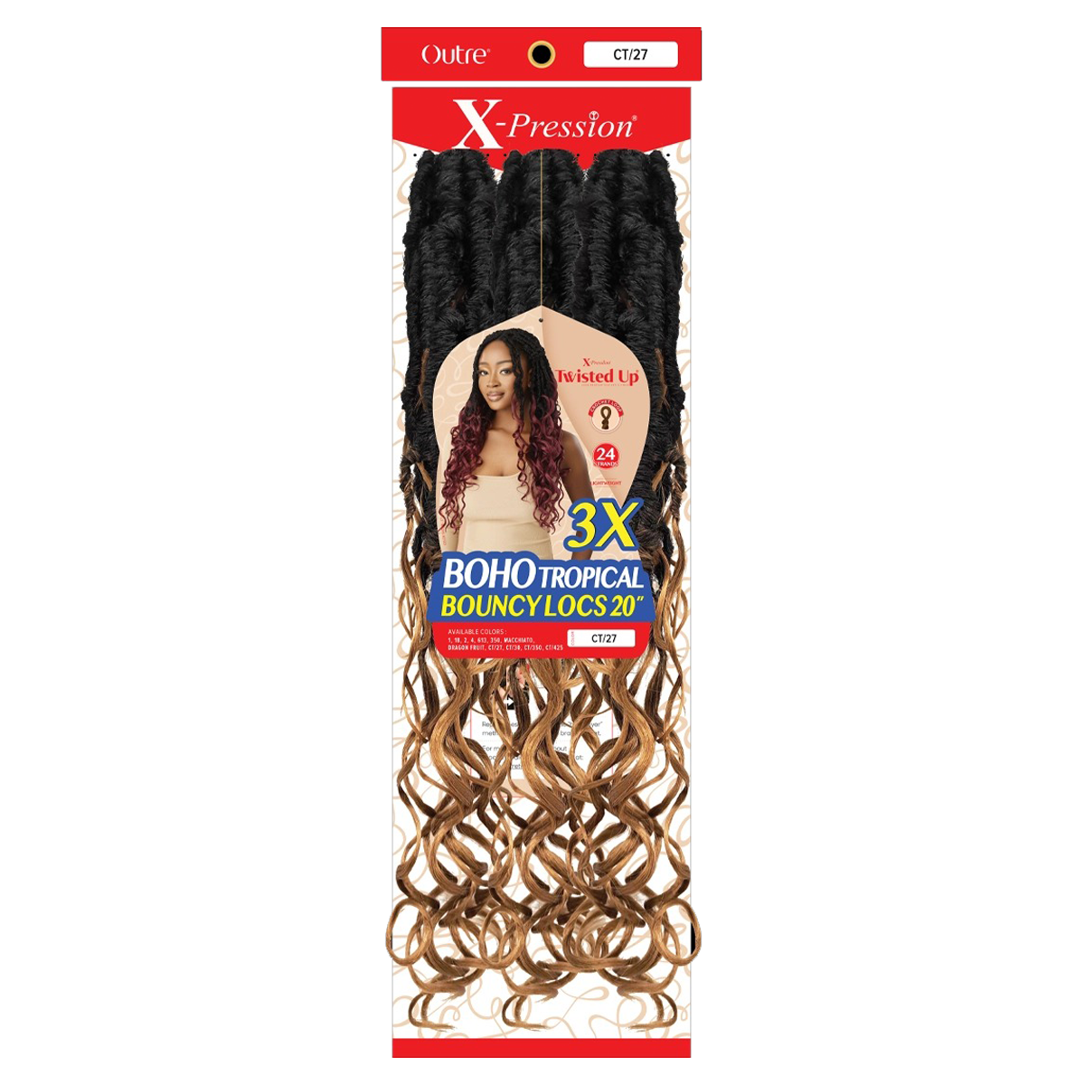 X-Pression Twisted Up Boho Tropical Locs rebondissants 20" 3x