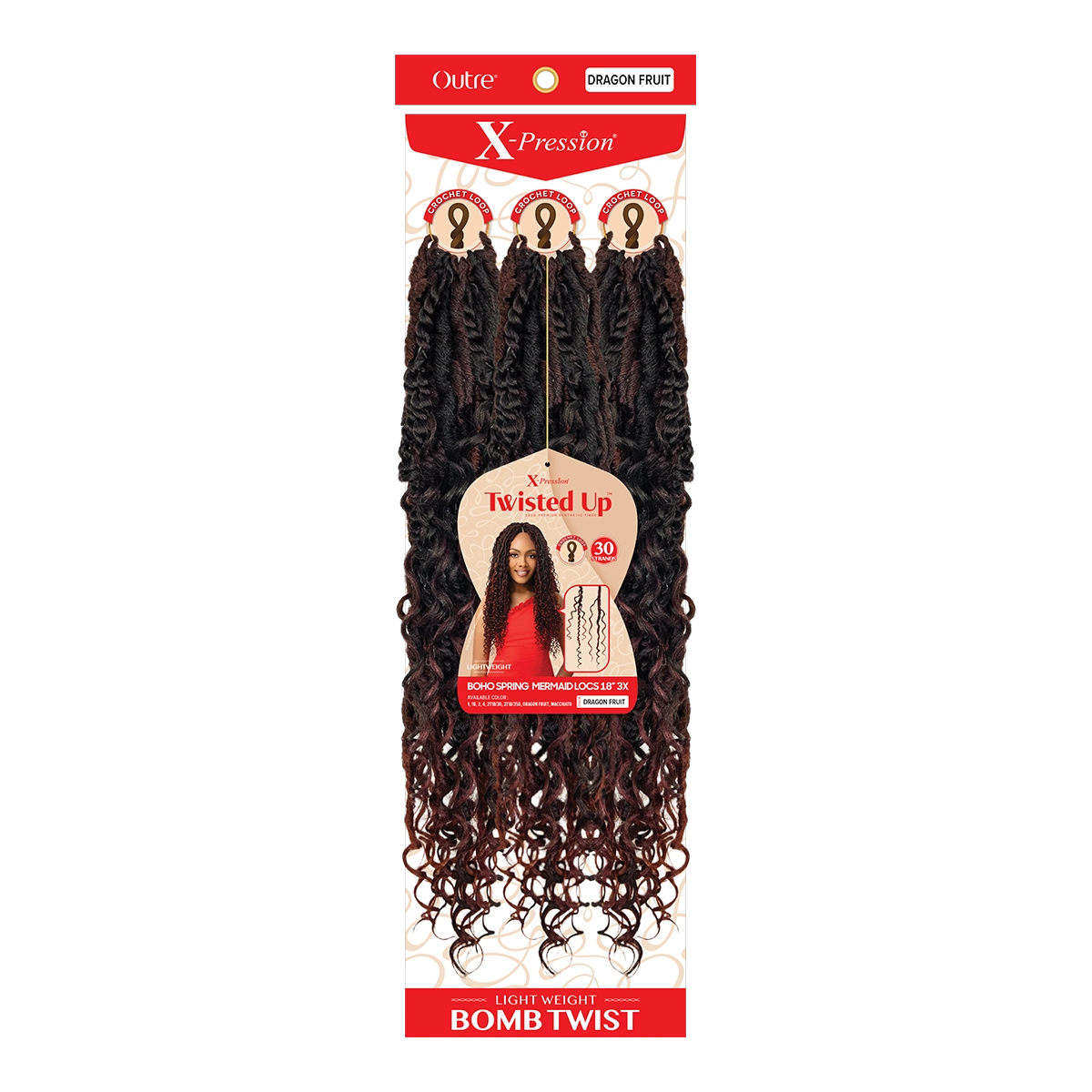 Tresse Crochet X-Pression Twisted Up Boho Printemps Locs Sirène 18" 3x