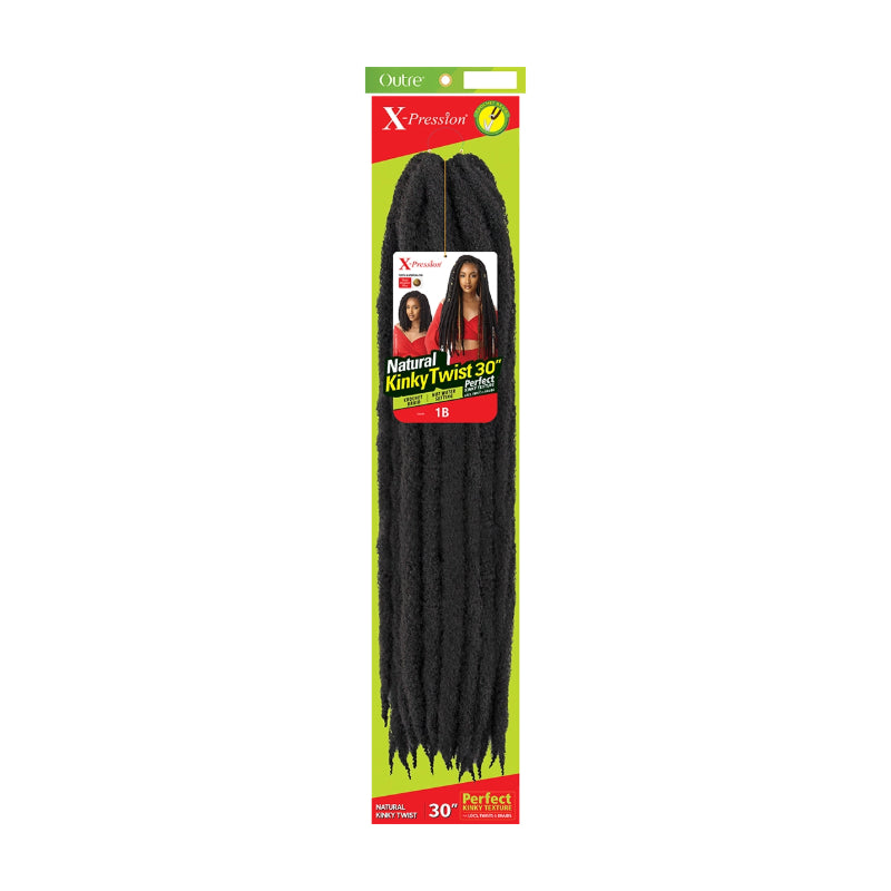 OUTRE X-Pression Natural Kinky Twist hair braids in black 30 inch length for natural hairstyle