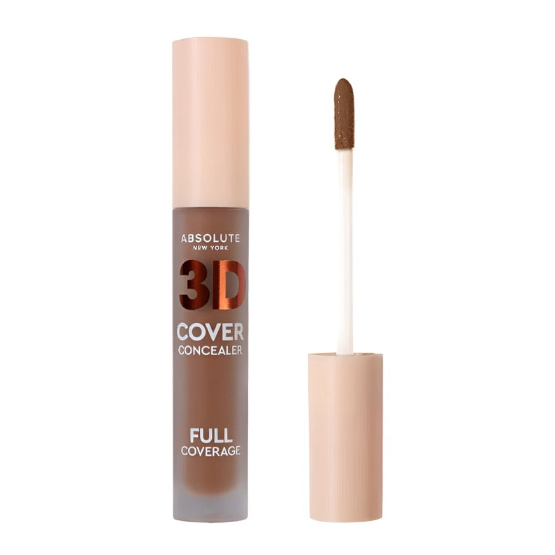 Absolute New York 3D Cover Full Coverage Concealer with applicator wand in brown shade