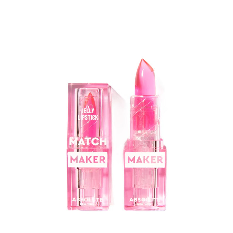 Absolute New York jelly lipstick pink in transparent pink packaging with clear cap
