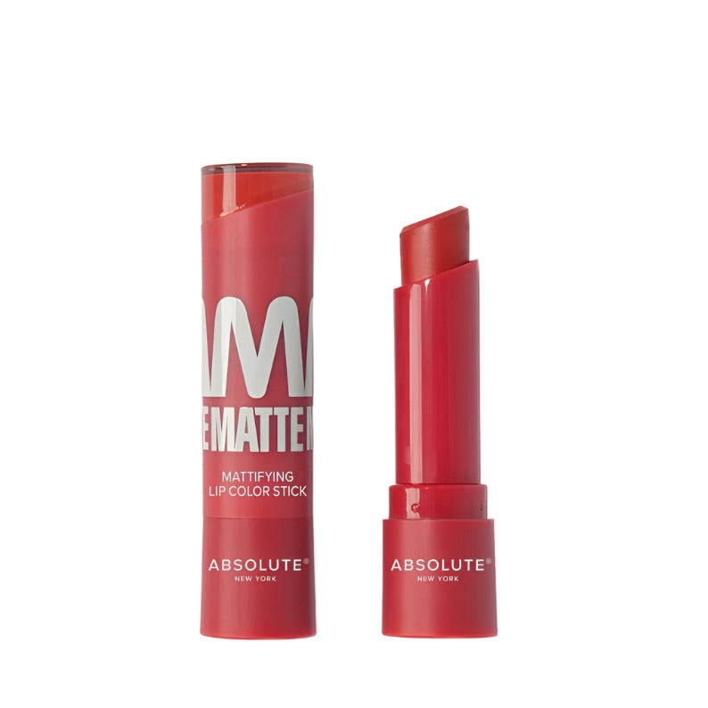 Absolute New York matte lipstick for dark skin in a red mattifying lip color stick