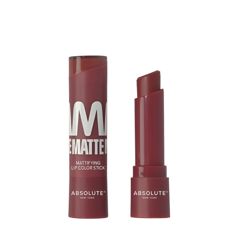 Absolute New York matte lipstick for dark skin in deep burgundy shade with matte finish