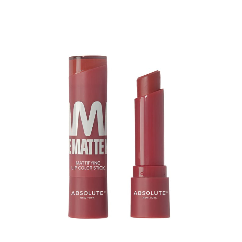 Absolute New York matte lipstick for dark skin in a rich mauve shade with mattifying finish