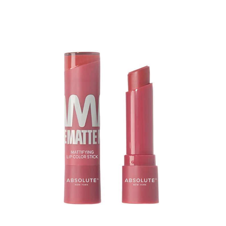 Absolute New York matte lipstick for dark skin with mattifying lip color stick in pink shade