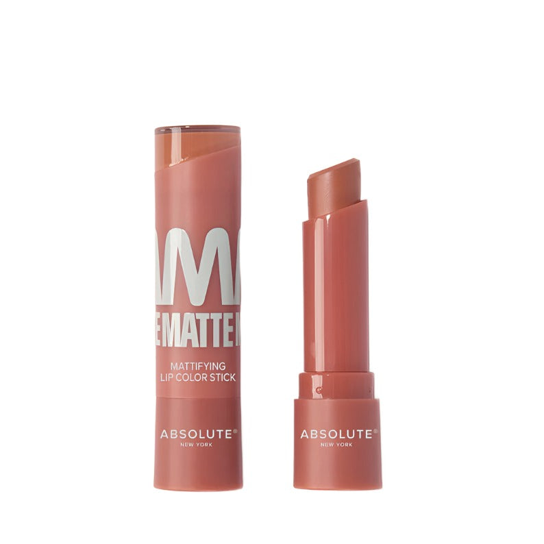 Absolute New York matte lipstick for dark skin in a soft nude shade with a mattifying finish