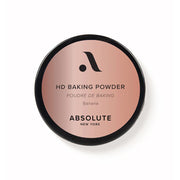 Absolute New York HD baking powder compact in Banana shade banana setting powder for makeup top view on white background