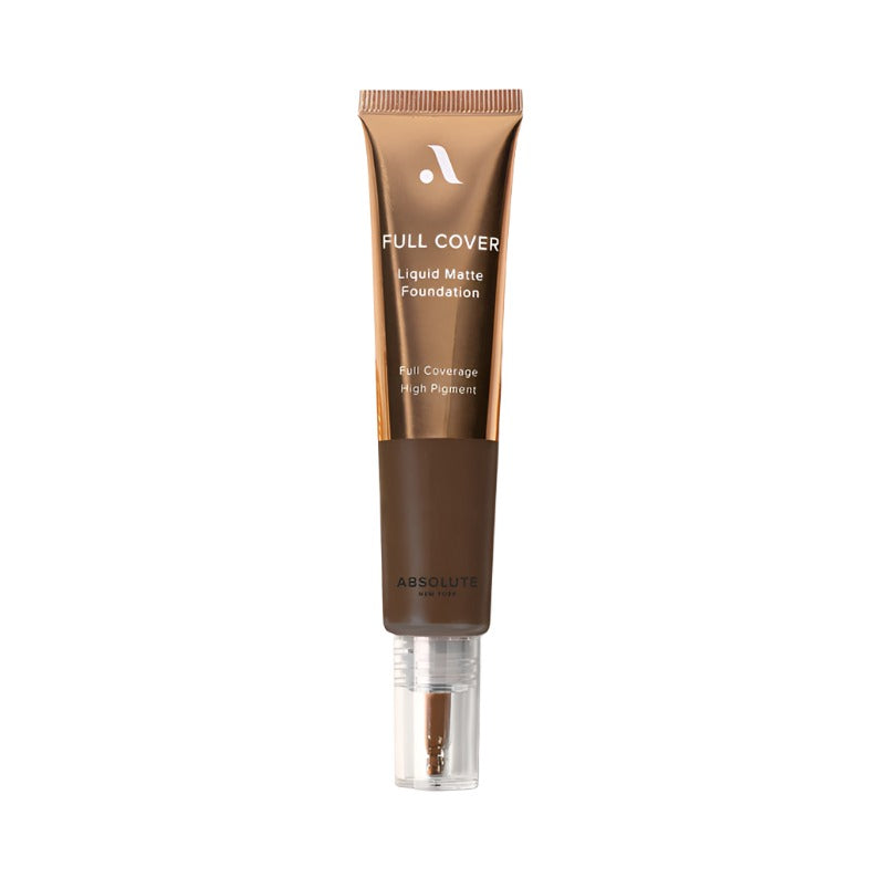 ABSOLUTE NEW YORK full cover liquid foundation tube in deep shade matte pump applicator
