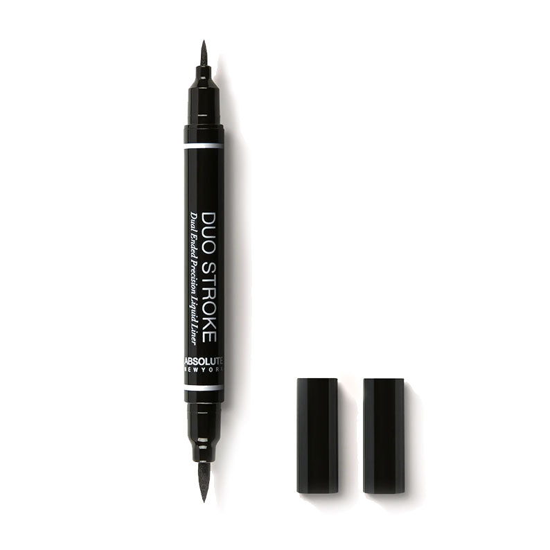 ABSOLUTE NEW YORK dual ended black pen with fine and angled tips duo stroke liquid eyeliner for precise lines