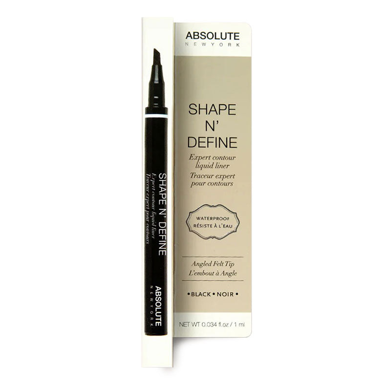 ABSOLUTE NEW YORK Shape N Define black angled felt tip waterproof liquid eyeliner with packaging