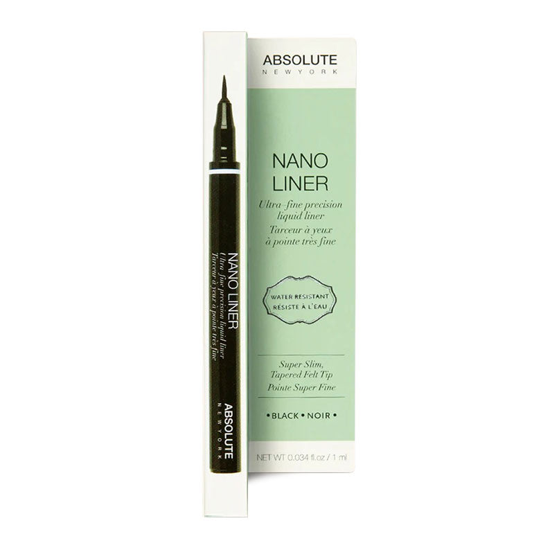Absolute New York Nano Liner liquid pen and box in black waterproof nano eyeliner with fine tip