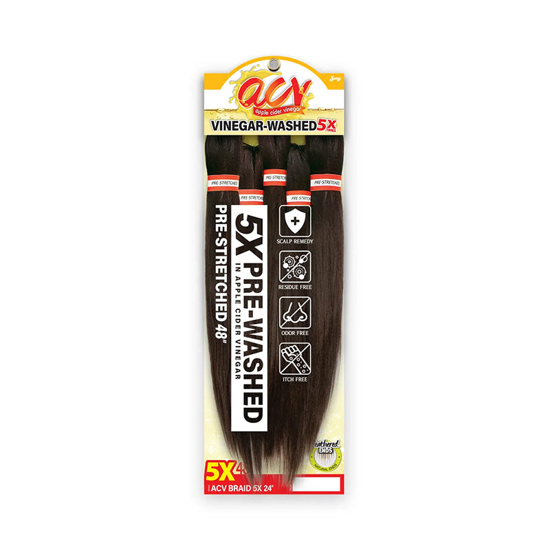 Royal Imex pre-stretched braiding hair vinegar washed 5X in dark brown 24 inch length