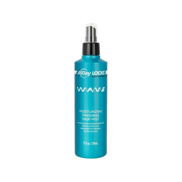 ALLDAY LOCKS Wave moisturizing hair mist in teal spray bottle for finishing shine hydration and styling control
