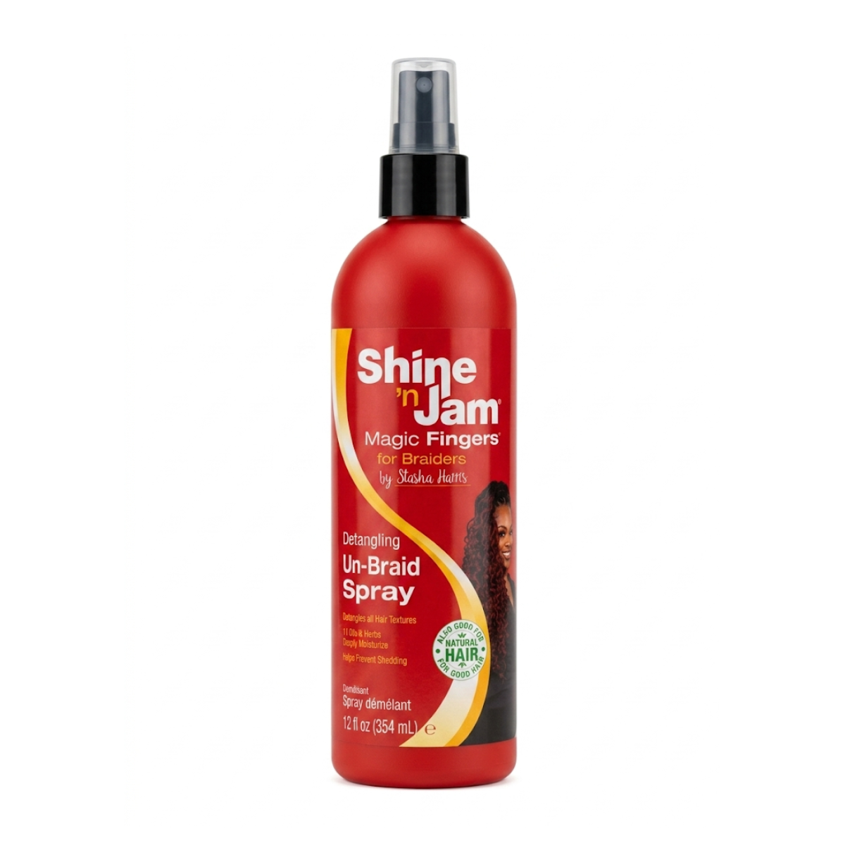 Spray démêlant magique Shine 'N Jam Magic Fingers Ampro 12 oz