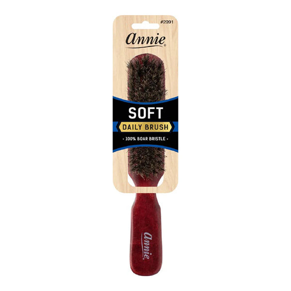 ANNIE soft daily paddle brush with wood handle and burgundy finish 100% pure boar bristle hair brush