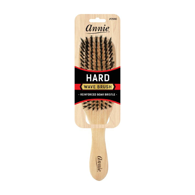 ANNIE boar and nylon hard wave brush paddle with wooden handle and reinforced bristles for styling