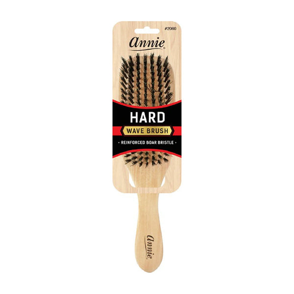 ANNIE boar and nylon hard wave brush paddle with wooden handle and reinforced bristles for styling