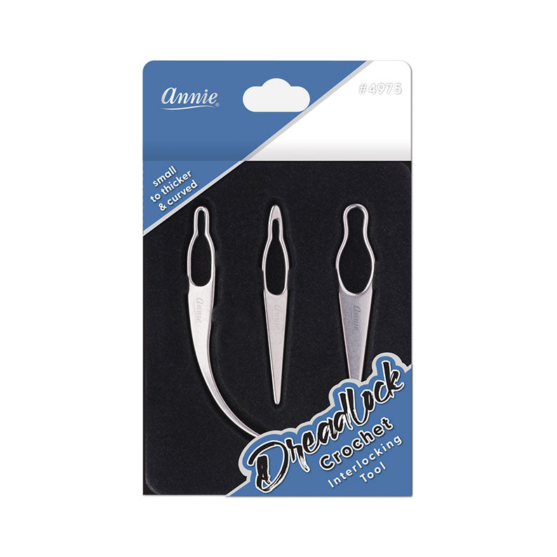 ANNIE dreadlock crochet interlocking tool set of three metal hooks on retail card for dreadlock maintenance