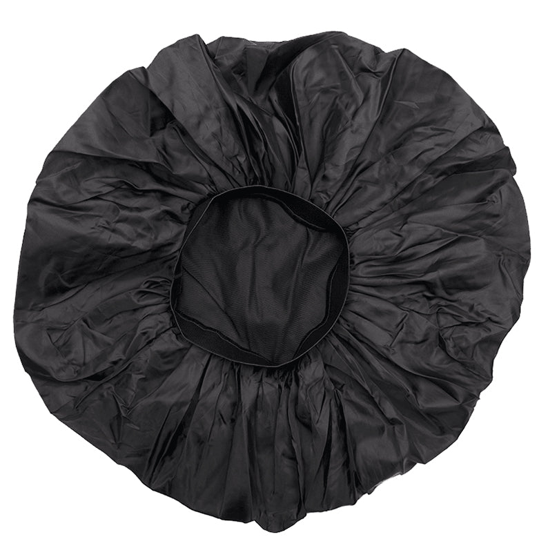 ANNIE extra jumbo satin sleep cap in black designed for hair protection and comfort
