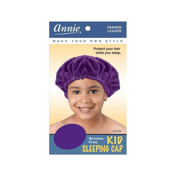 ANNIE purple kids sleeping cap for hair protection while sleeping wrinkle free elastic edge for comfort