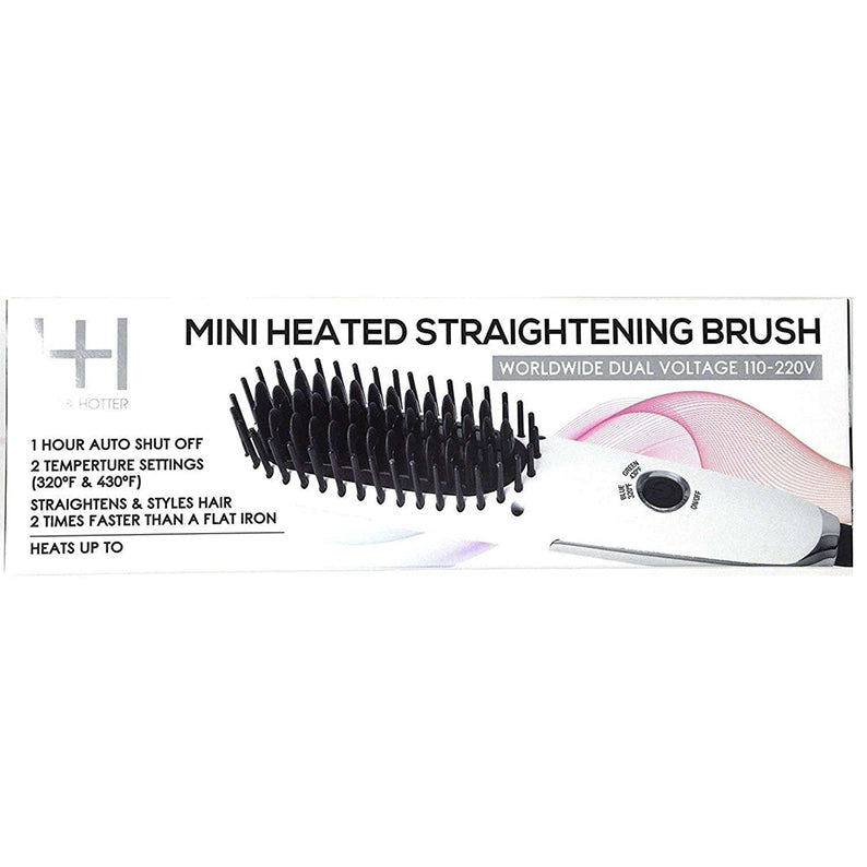 ANNIE mini heated straightening brush white travel size dual voltage compact styling brush