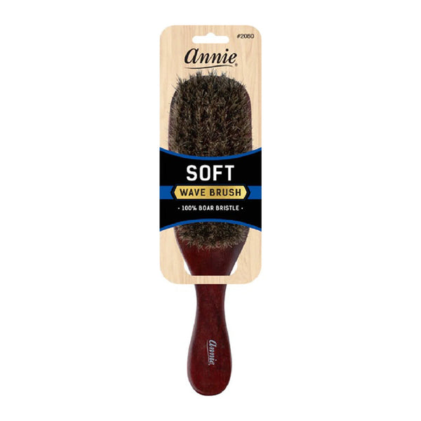 ANNIE soft pure boar bristle wave brush with wooden handle for hair styling