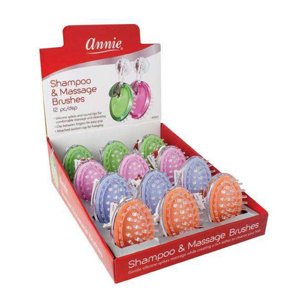 Annie colorful scalp massage shampoo brush set with silicone spikes for gentle scalp massage