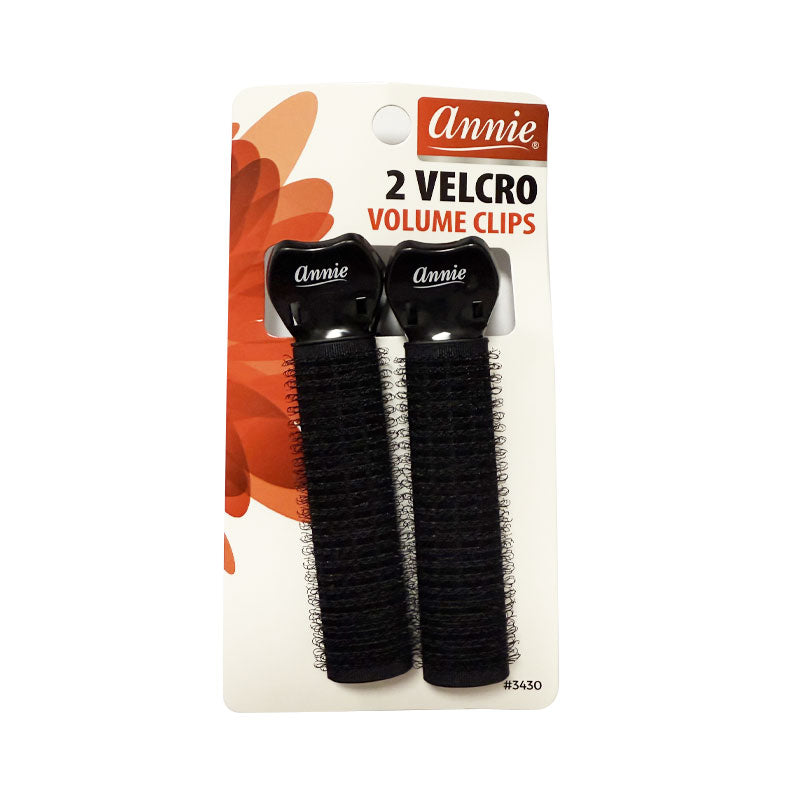 ANNIE 2 black velcro volume hair clips on retail card for adding lift and volume to hair styling