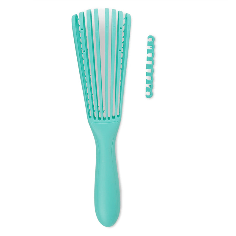 ANNIE turquoise vented detangling brush with flexible slotted blades ergonomic handle and travel clip