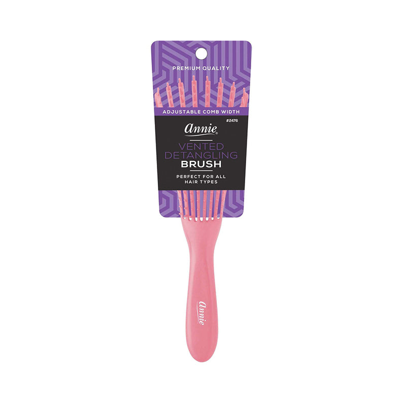 ANNIE vented detangling brush pink handle paddle with adjustable comb width for all hair types
