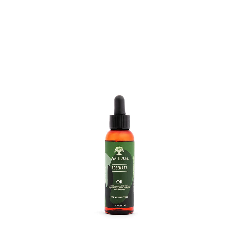 As I Am rosemary oil for hair growth in amber dropper bottle with green label for scalp nourishment