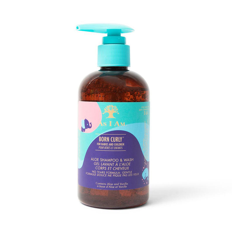 AS I AM Born Curly aloe shampoo and wash pump bottle for babies and children curly hair shampoo for kids