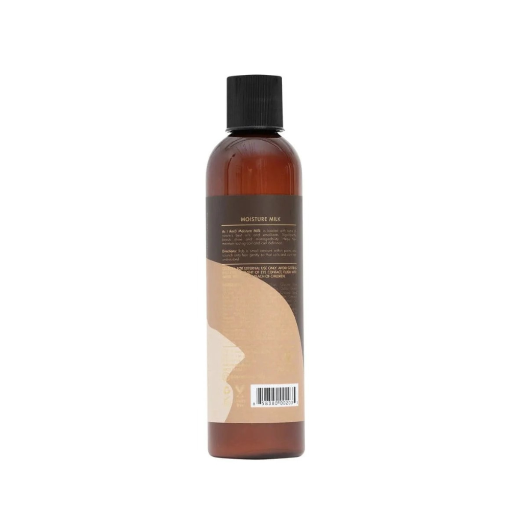 As I Am Moisture Milk leave-in conditioner in a sleek bottle for hydrated and soft hair