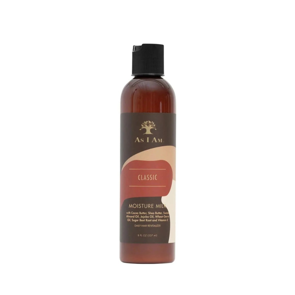 As I Am Moisture Milk leave-in conditioner in an 8 ounce bottle for hydrated and defined curls