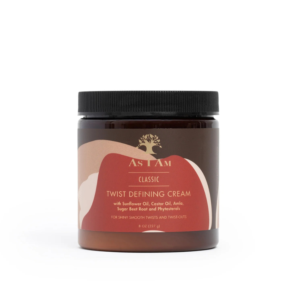 AS I AM Classic jar of twist defining cream for natural hair in brown container with black lid on white background