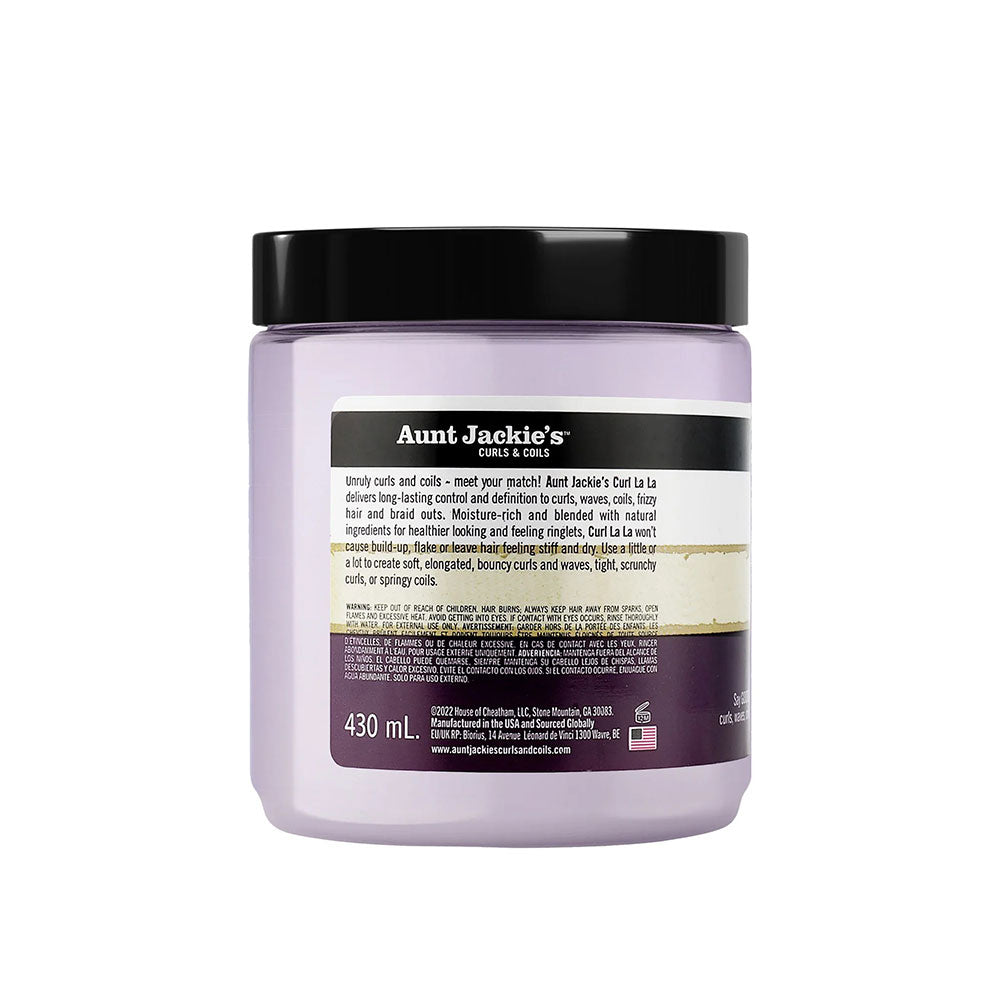 Aunt Jackies curl defining custard for natural hair 430 mL lavender jar with black lid and back label visible