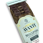 Avanti human hair blend clip in extensions nine piece brown clip in set by Hair Couture in box
