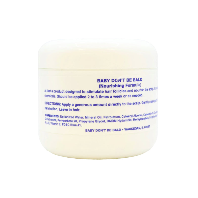 Baby Dont Be Bald white jar of hair and scalp nourishment cream nourishing formula for dry scalp