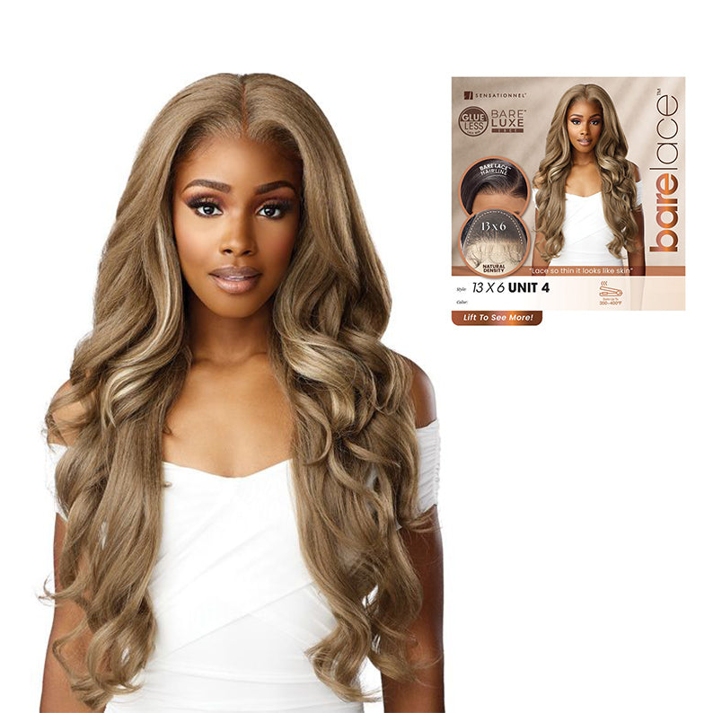 SENSATIONNEL extra transparent lace front wig long wavy honey blonde with face framing highlights and natural part