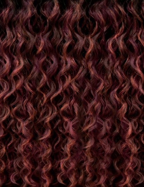 OUTRE synthetic curly half wig burgundy auburn tight spiral curls texture close up for styling