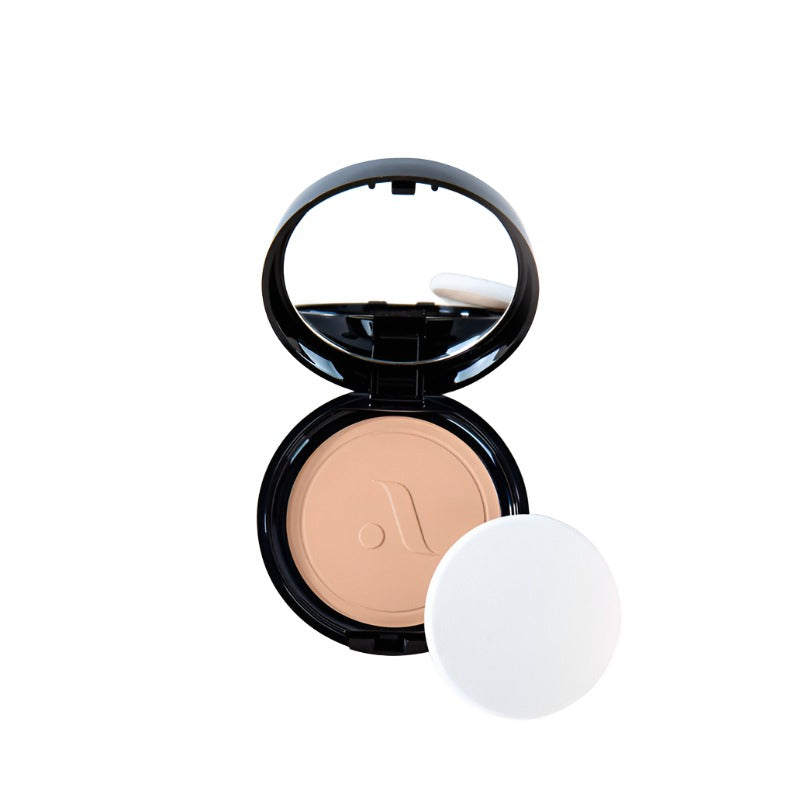 ABSOLUTE NEW YORK compact powder foundation in light beige with mirror and sponge long-lasting foundation for all skin types