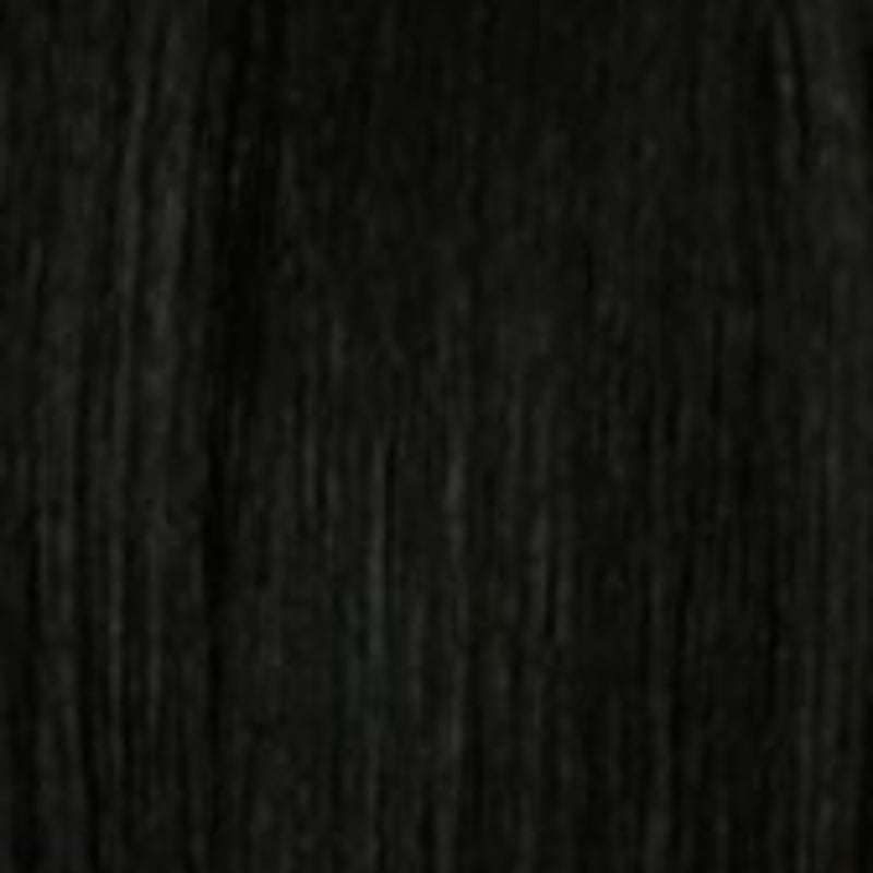 Bff Part Lace Lilia wig close up of jet black straight hair texture showing smooth synthetic fibers