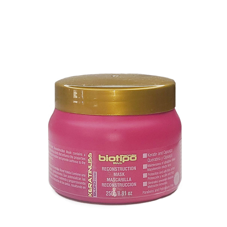 BIOTIPO keratin blond hair mask reconstruction treatment pink jar with gold lid 250g