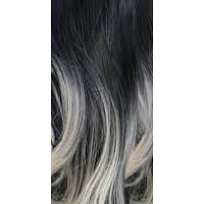 BOBBI BOSS Boss Lace 13X5 HD wig black to silver ombre wavy hair close up showing texture and curl